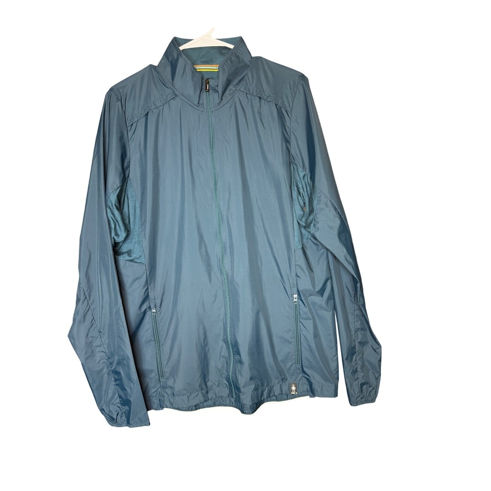 Smartwool Active Mens Teal Blue Full Zip Windbreaker Jacket Size M Breathable